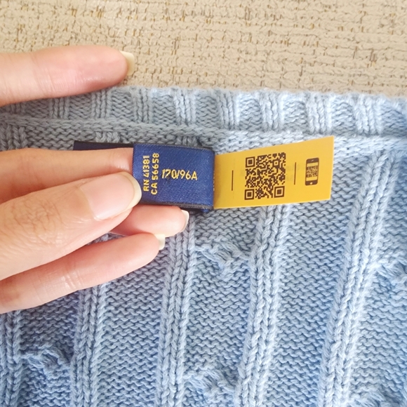 Polo Ralph Lauren Cable-knit Cotton V neck Blue Sweater L - Picture 2 of 6